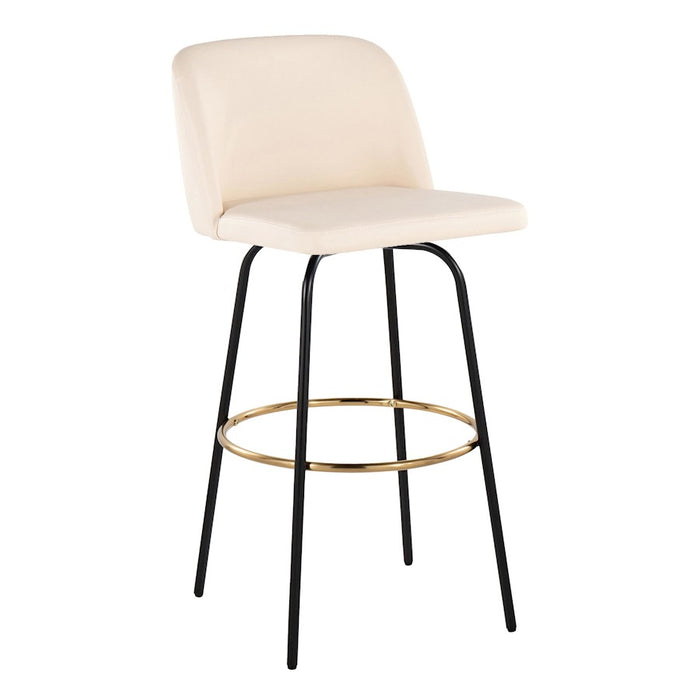 LumiSource Toriano 30" Barstool, Set/2, CR/BK/Gold
