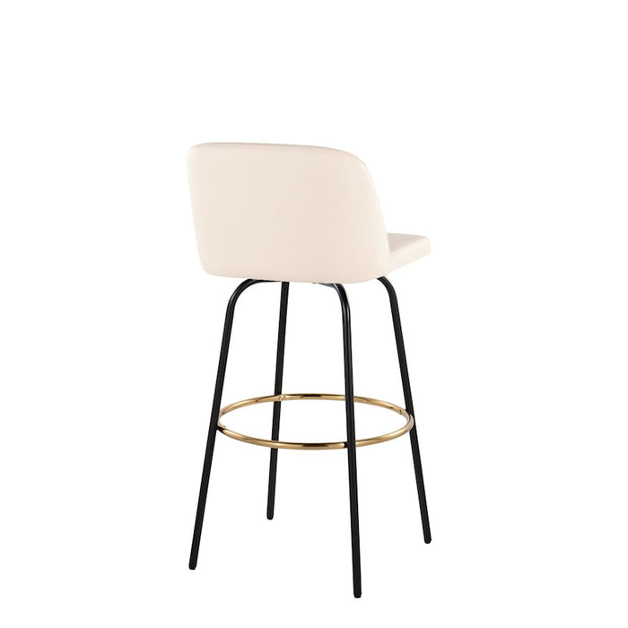 LumiSource Toriano 30" Barstool, Set/2, CR/BK/Gold