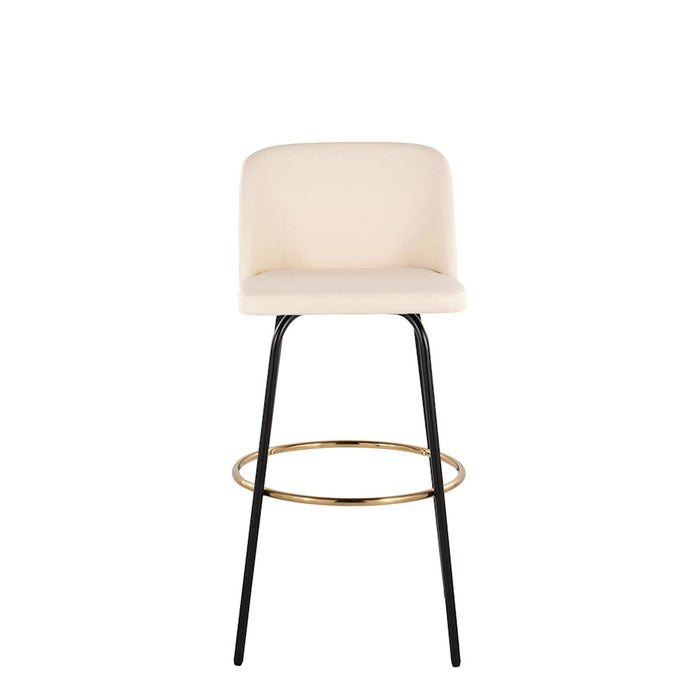 LumiSource Toriano 30" Barstool, Set/2, CR/BK/Gold