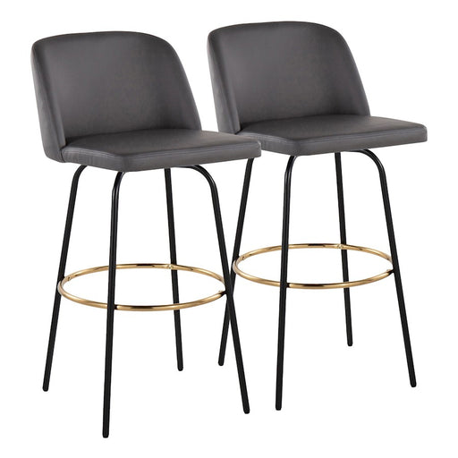 LumiSource Toriano 30" Barstool, Set/2, GY/BK/Gold - B30-TRNOPU-CLARZG2BKGY2
