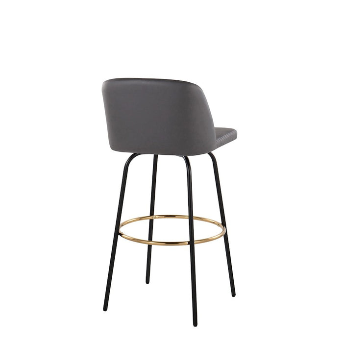 LumiSource Toriano 30" Barstool, Set/2, GY/BK/Gold