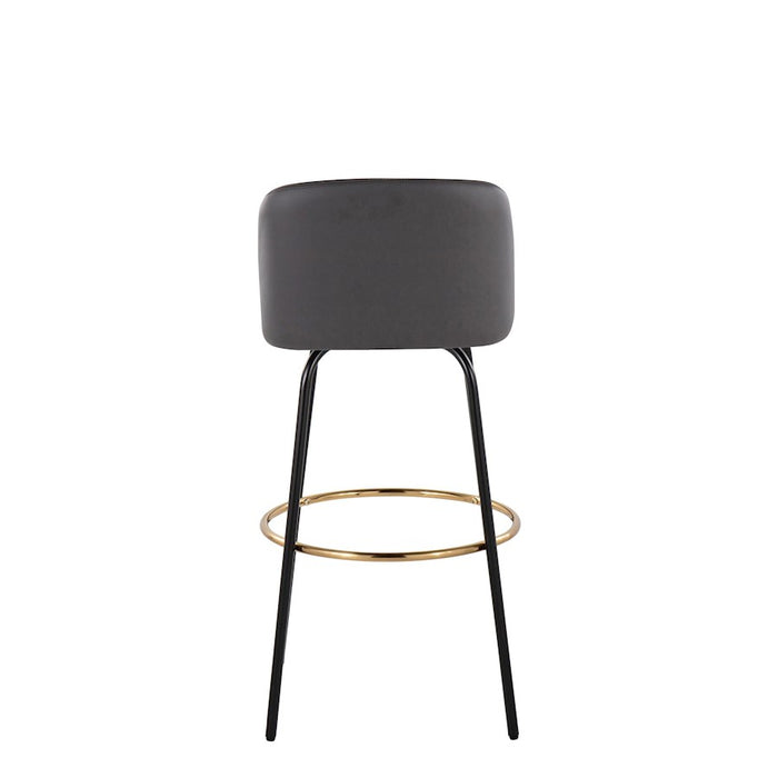 LumiSource Toriano 30" Barstool, Set/2, GY/BK/Gold