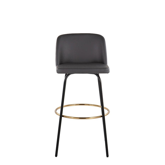 LumiSource Toriano 30" Barstool, Set/2, GY/BK/Gold