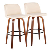 LumiSource Toriano 30" Barstool, Set/2, WAL/CR/BK - B30-TRNOPU-GRTZQ2WLCR2