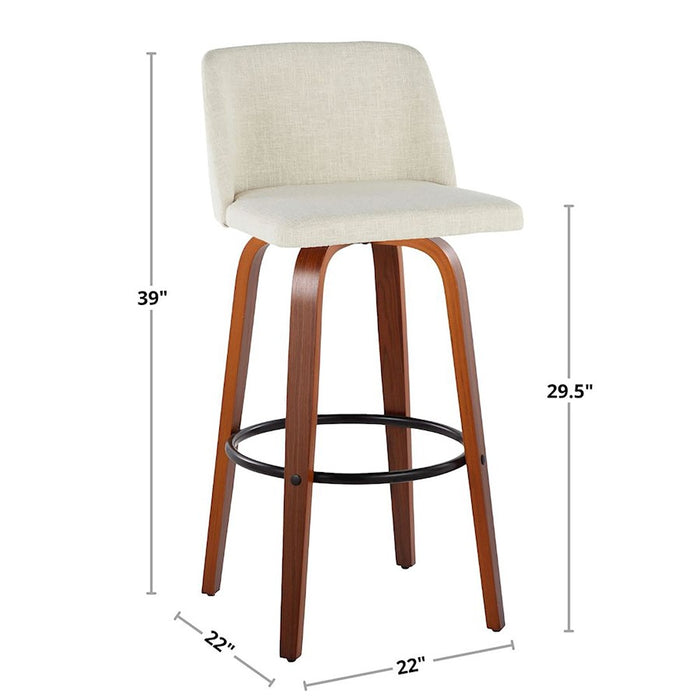 LumiSource Toriano 30" Barstool, Set/2, WAL/CR/BK