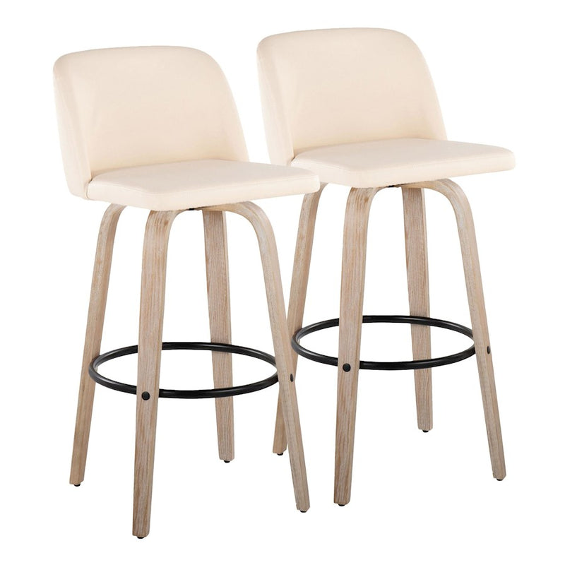 LumiSource Toriano 30" Barstool, Set/2, WH/CR/BK - B30-TRNOPU-GRTZQ2WWCR2