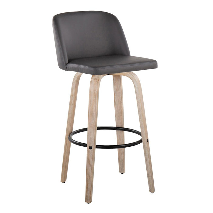 LumiSource Toriano 30" Barstool, Set/2, WH/GY/BK