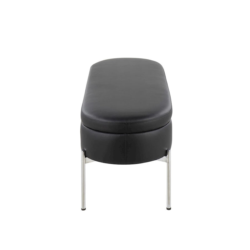 LumiSource Chloe 48in Storage Bench | Glam Chrome and Black PU | Entryway & Bedroom Seating with Hidden Storage | Model BC-CHLOESTORBK