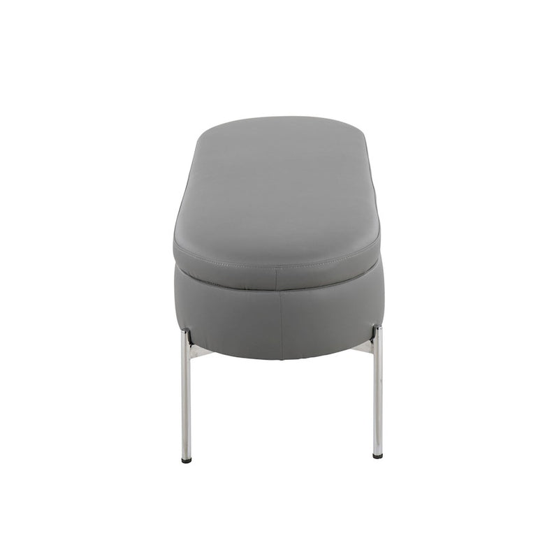 LumiSource Chloe 48in Storage Bench | Glam Chrome and Grey PU Faux Leather | Entryway & Bedroom Seating with Hidden Storage | Model BC-CHLOESTORGY