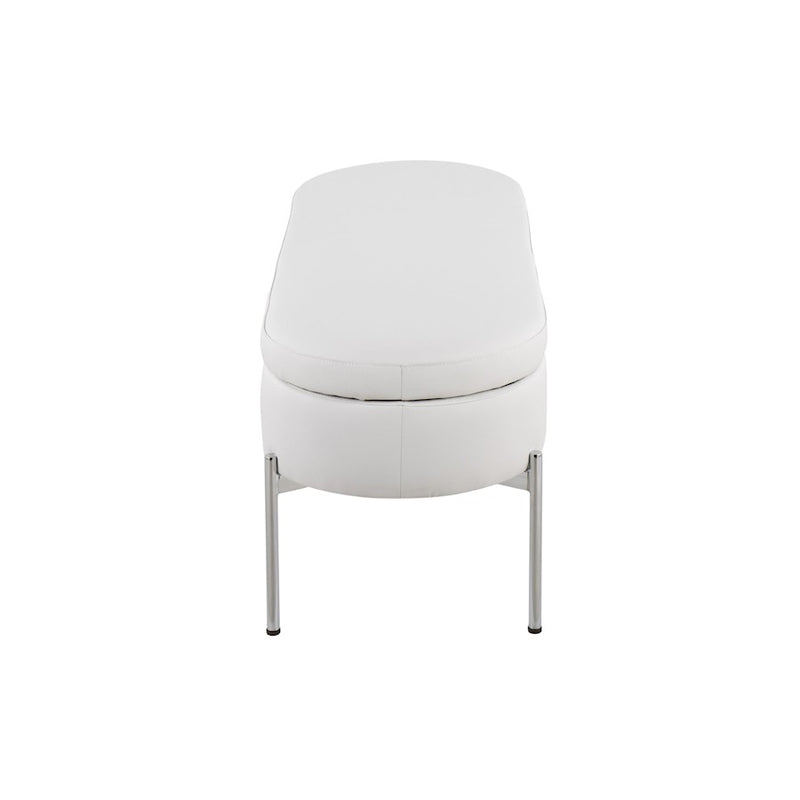 LumiSource Chloe 48in Storage Bench | Glam Chrome and White PU Faux Leather | Entryway & Bedroom Seating with Hidden Storage | Model BC-CHLOESTORW