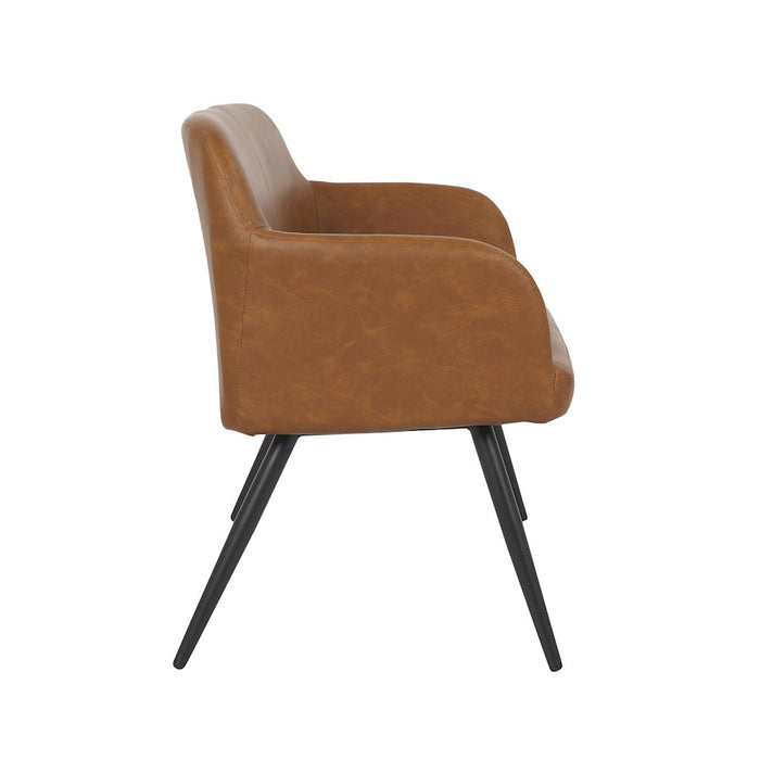 LumiSource Daniella High Back Bench in Black Steel/Camel PU