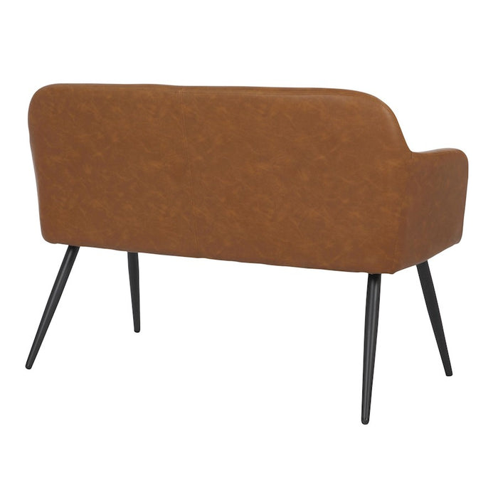 LumiSource Daniella High Back Bench in Black Steel/Camel PU