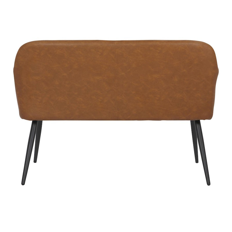 LumiSource Daniella 44in High Back Bench | Industrial Black Steel and Camel PU Faux Leather | Entryway & Dining Room | Model BC-DANIELLAHBBKCAM