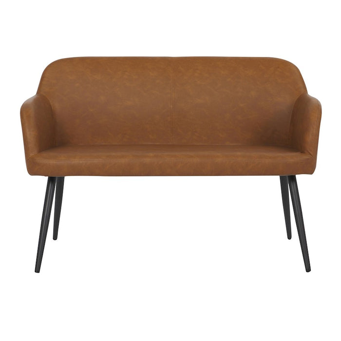 LumiSource Daniella High Back Bench in Black Steel/Camel PU