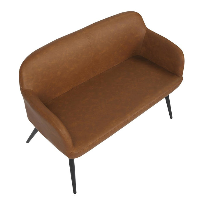 LumiSource Daniella High Back Bench in Black Steel/Camel PU