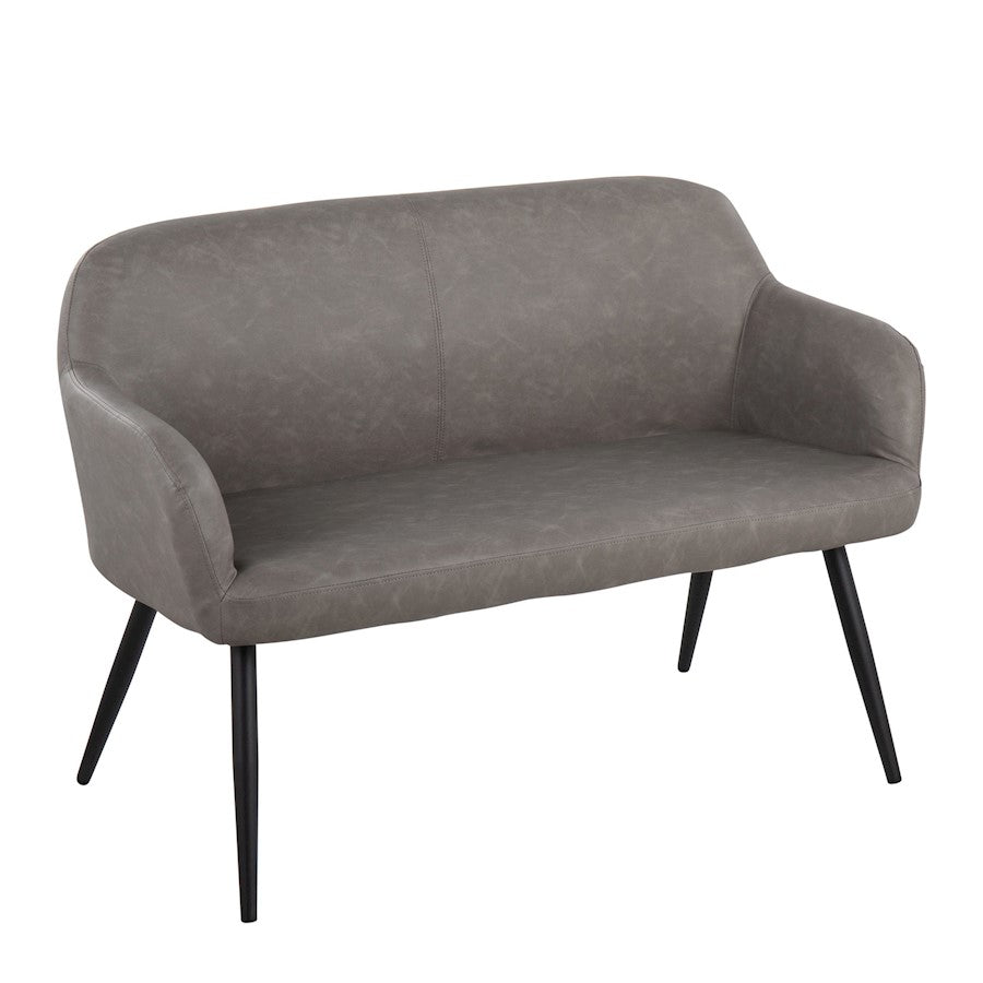 LumiSource Daniella Back Bench, Black Metal/Grey PU - BC-DANIELLAHBBKPUGY