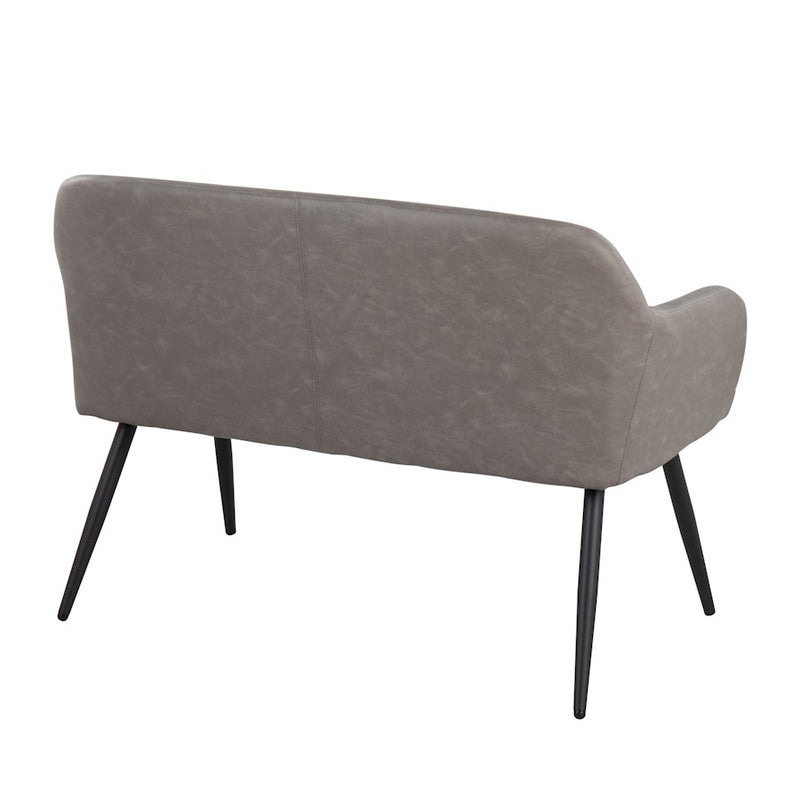 LumiSource Daniella Back Bench, Black Metal/Grey PU