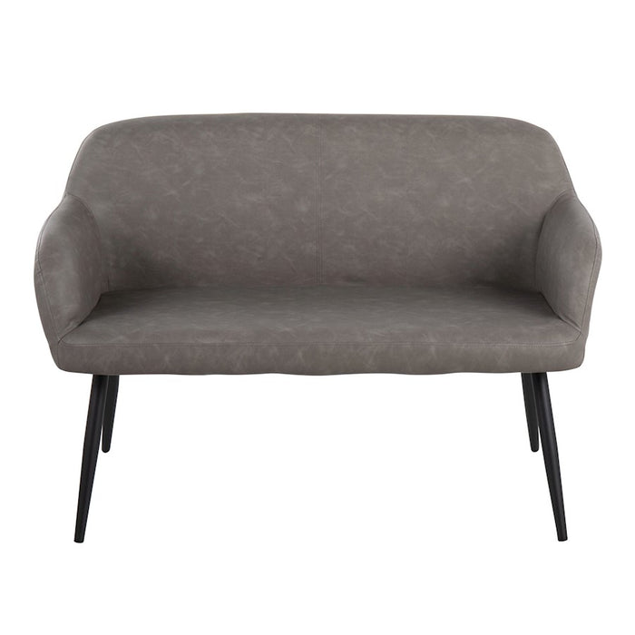LumiSource Daniella Back Bench, Black Metal/Grey PU