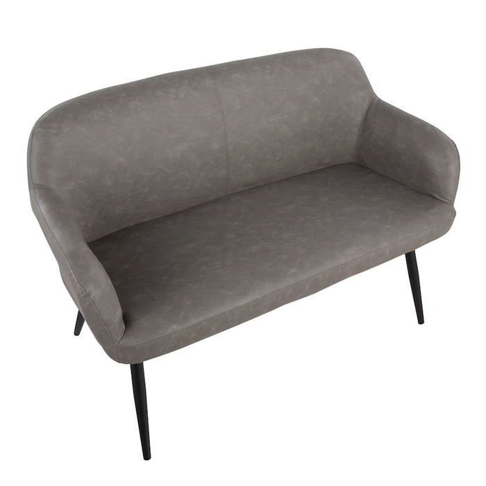LumiSource Daniella Back Bench, Black Metal/Grey PU