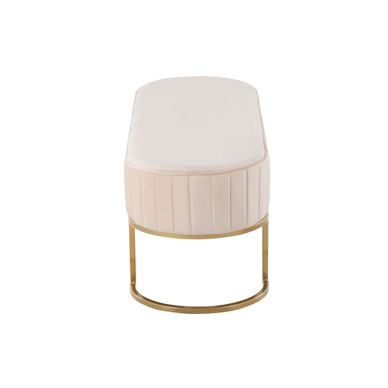 LumiSource Demi Pleated Bench in Gold Steel/Cream Velvet