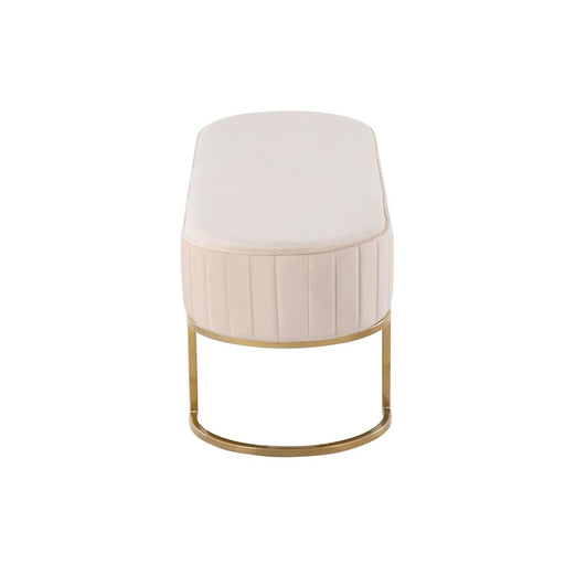 LumiSource Demi Pleated Bench in Gold Steel/Cream Velvet