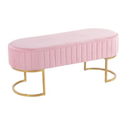 LumiSource Demi Pleated Bench in Gold Steel/Pink Velvet - BC-DEMIPLTAUVPK