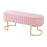 LumiSource Demi Pleated Bench in Gold Steel/Pink Velvet