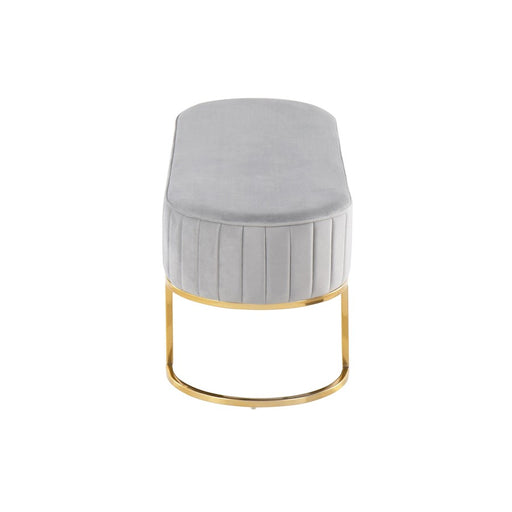 LumiSource Demi Pleated Bench in Gold Steel/Silver Velvet