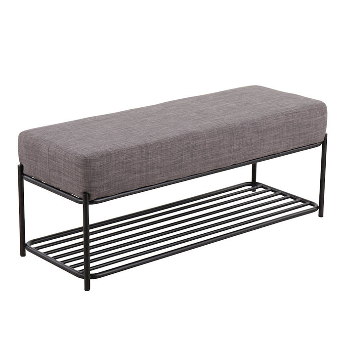 LumiSource Daniella Shelf Bench, Black Steel/Charcoal - BC-DNLLASHLFBKCHAR