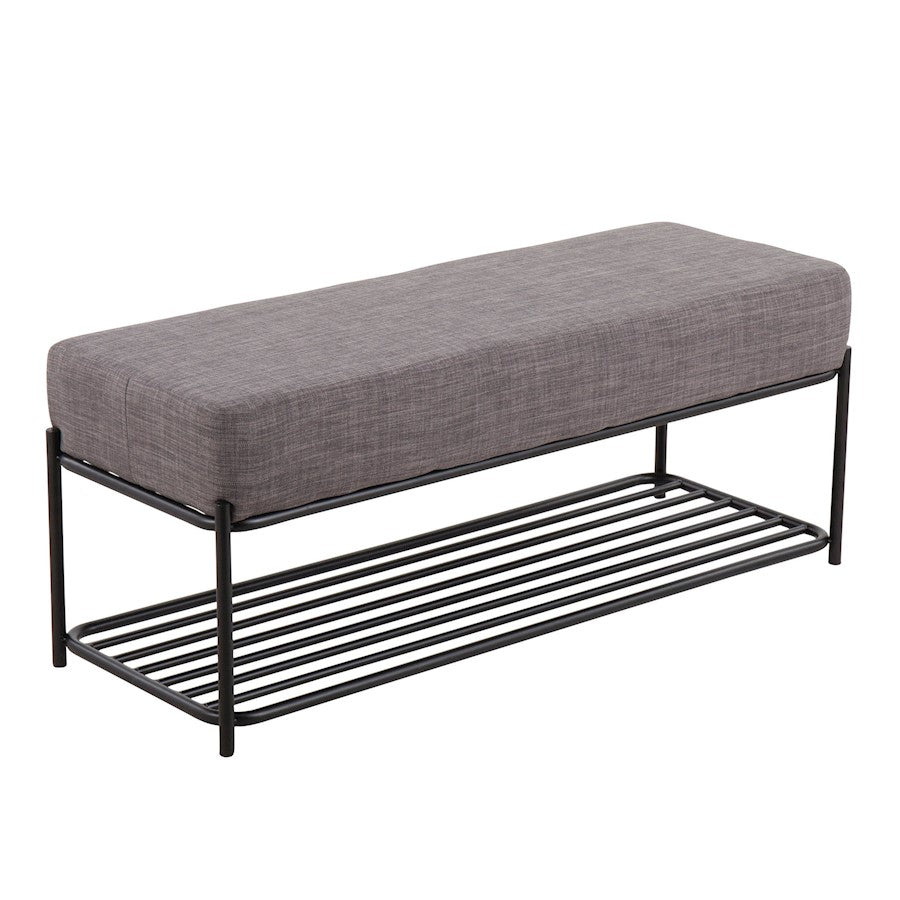 LumiSource Daniella Shelf Bench, Black Steel/Charcoal - BC-DNLLASHLFBKCHAR