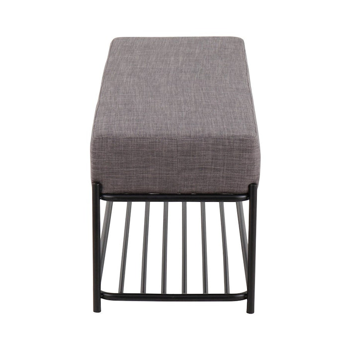 LumiSource Daniella Shelf Bench, Black Steel/Charcoal
