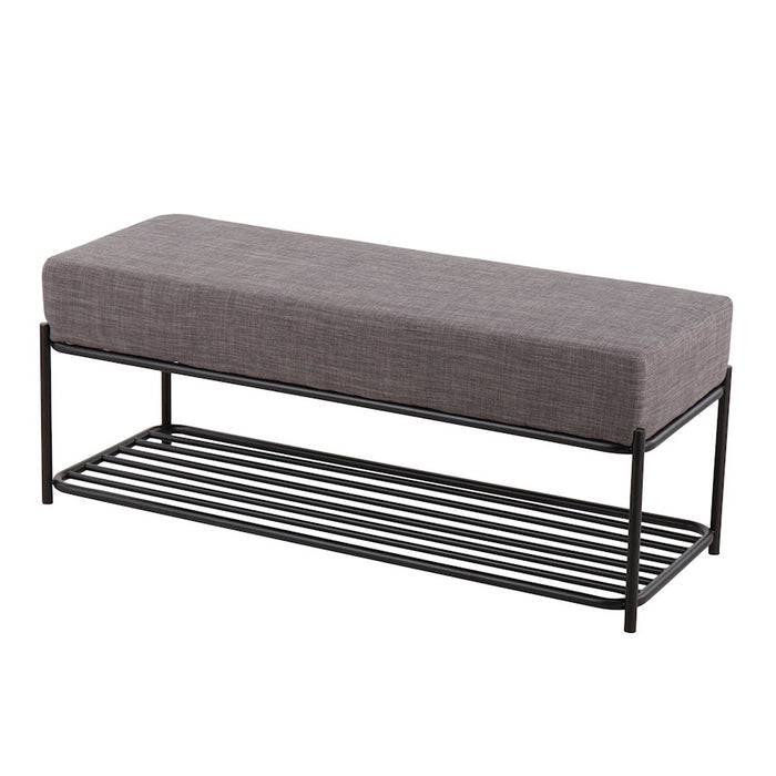 LumiSource Daniella Shelf Bench, Black Steel/Charcoal