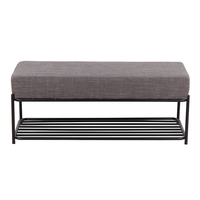 LumiSource Daniella Shelf Bench, Black Steel/Charcoal