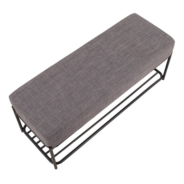 LumiSource Daniella Shelf Bench, Black Steel/Charcoal