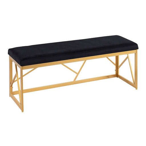 LumiSource Folia Metal Bench in Gold Steel/Black Velvet - BC-FOLIAAUVBK