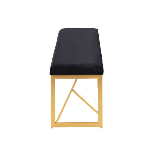 LumiSource Folia Metal Bench in Gold Steel/Black Velvet
