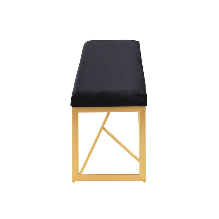 LumiSource Folia Metal Bench in Gold Steel/Black Velvet