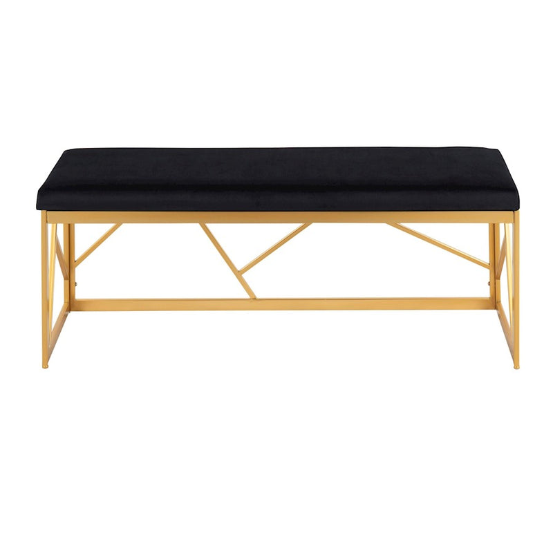 LumiSource Folia Metal Bench in Gold Steel/Black Velvet