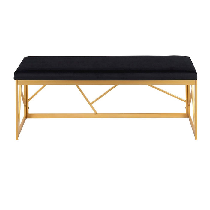 LumiSource Folia Metal Bench in Gold Steel/Black Velvet