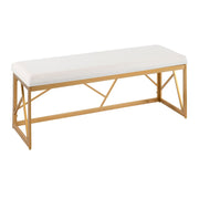 LumiSource Folia Metal Bench in Gold Steel/White Velvet - BC-FOLIAAUVW