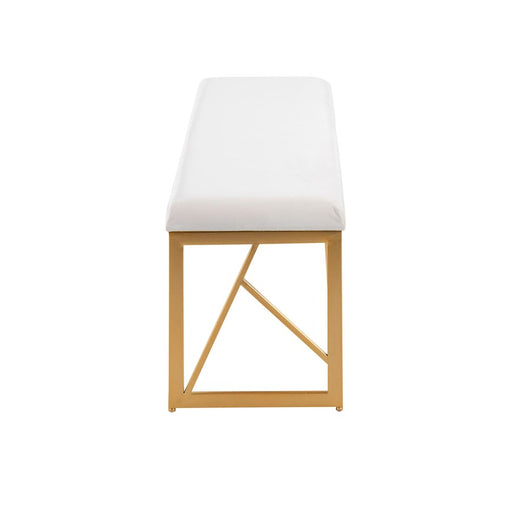LumiSource Folia Metal Bench in Gold Steel/White Velvet