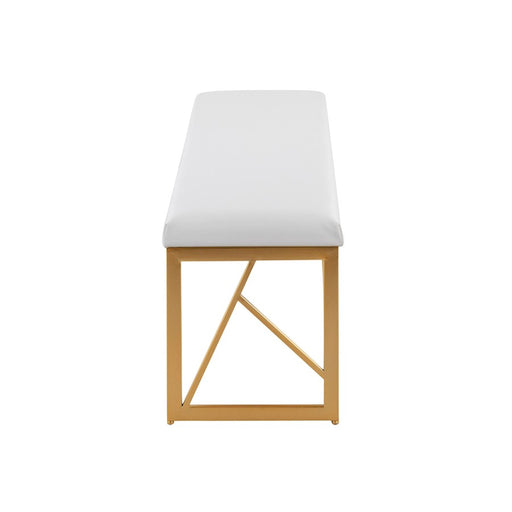 LumiSource Folia Metal Bench in Gold Steel/White PU