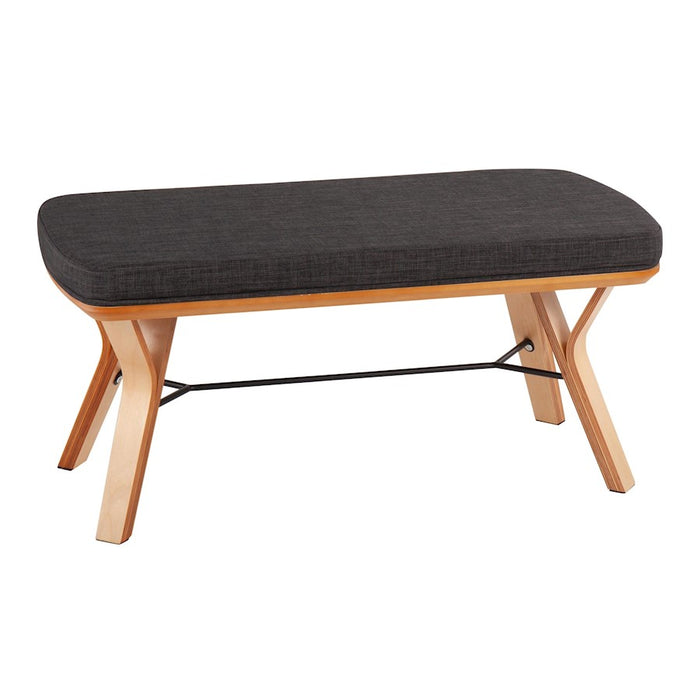 LumiSource Folia Bench in Natural Wood/Charcoal Fabric - BC-FOLIANACHAR