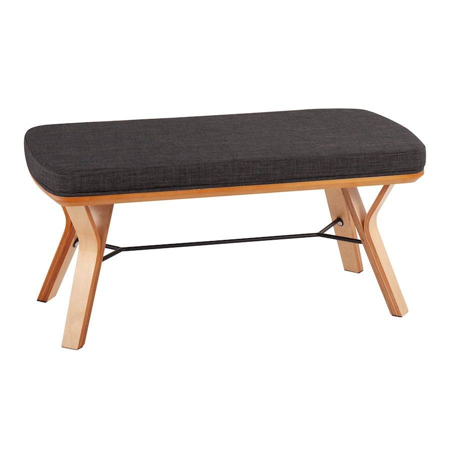 LumiSource Folia Bench in Natural Wood/Charcoal Fabric - BC-FOLIANACHAR