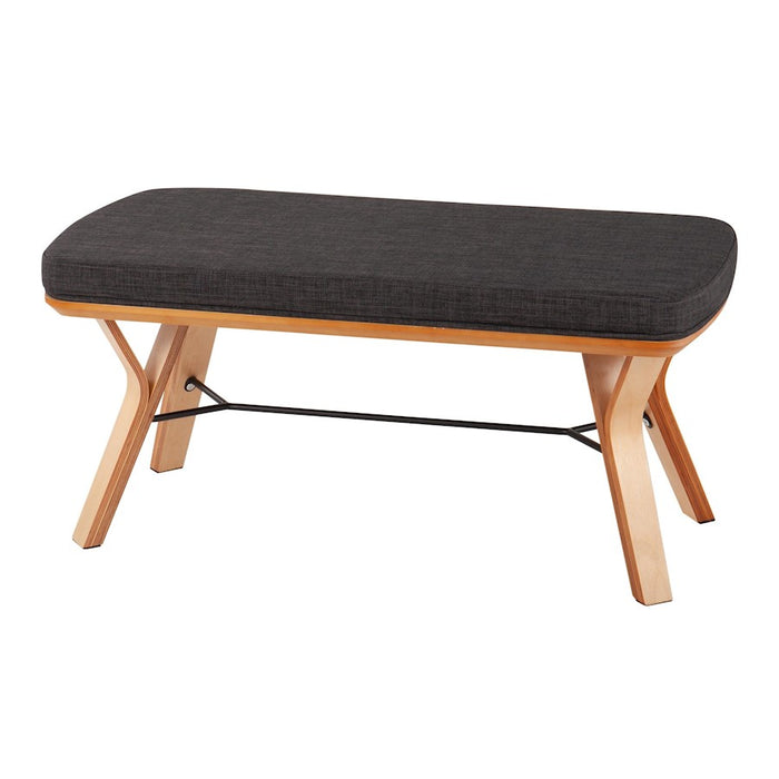 LumiSource Folia Bench in Natural Wood/Charcoal Fabric