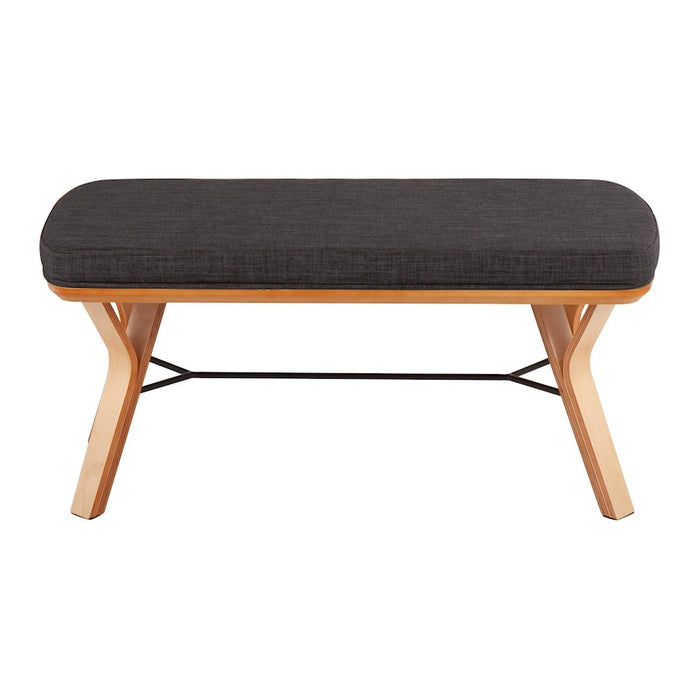 LumiSource Folia Bench in Natural Wood/Charcoal Fabric
