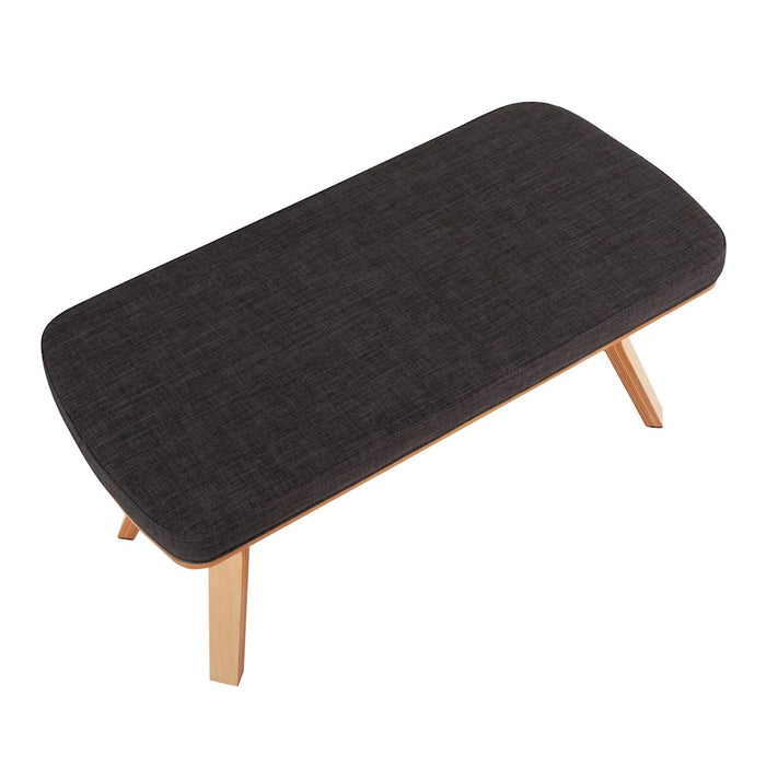 LumiSource Folia Bench in Natural Wood/Charcoal Fabric