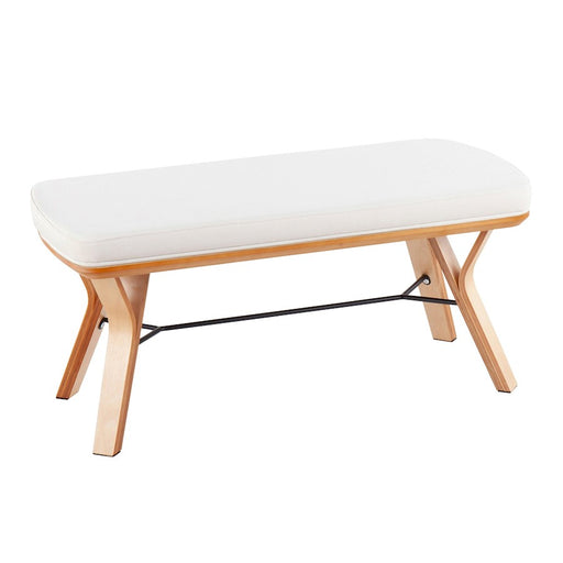 LumiSource Folia Bench in Natural Wood/Cream Fabric - BC-FOLIANACR
