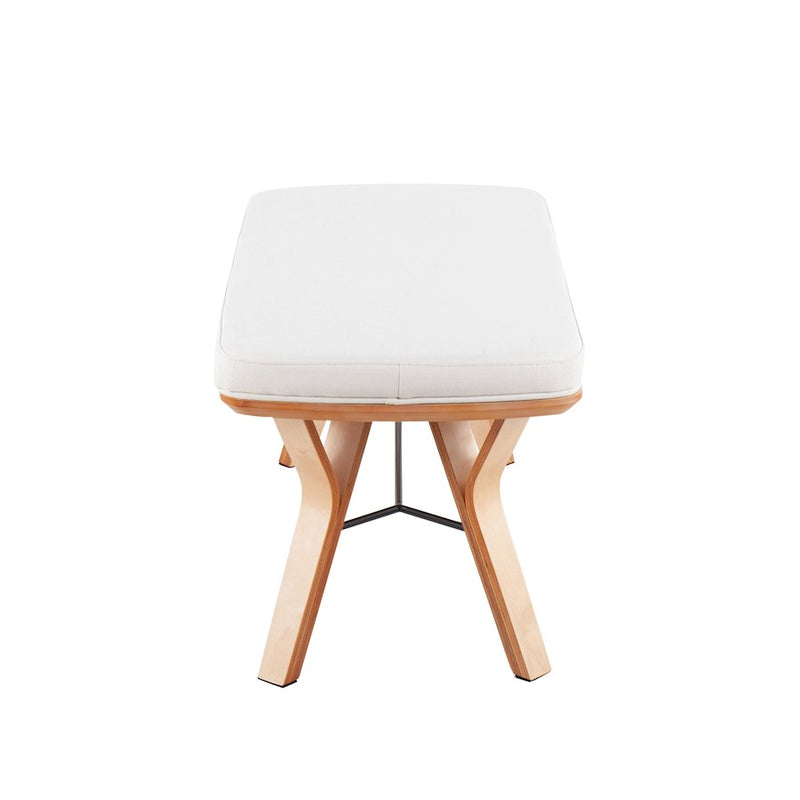 LumiSource Folia Bench in Natural Wood/Cream Fabric