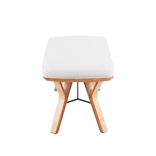 LumiSource Folia Bench in Natural Wood/Cream Fabric